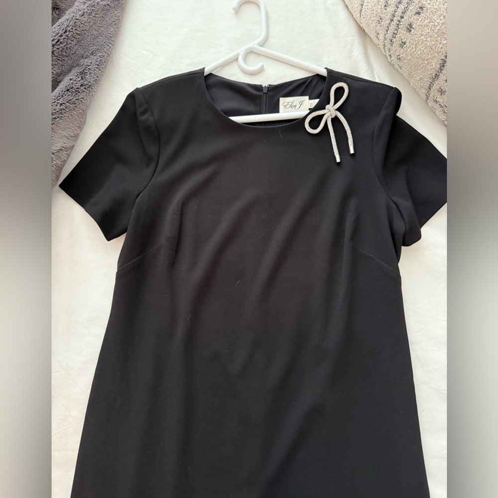 Eliza J Black Dress with White Bow Detail